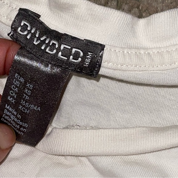 H&M Divided Kurt cobain off white distressed hem t shirt XS - Picture 4 of 5